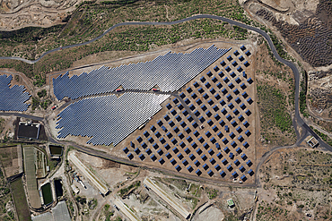 Aerial View of Solar Collectors near El Poris, Tenerife, Spain