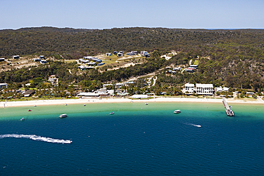 Aerial View of Tangalooma Beach, Moreton Island, Brisbane, Australia