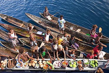 Boat Market with Fruits and Vegetables, Florida Islands, Solomon Islands