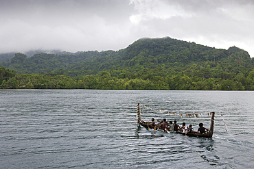 People of Telina Island welcome Visitors, Marovo Lagoon, Solomon Islands