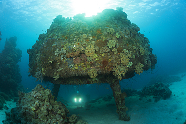 Diving Cousteaus Underwater Habitat Precontinent II, Shaab Rumi, Red Sea, Sudan