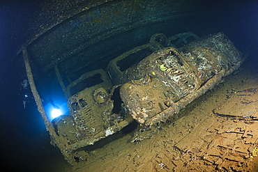 Fiat 1100 Lunga Cars inside Umbria Wreck, Wingate Reef, Red Sea, Sudan