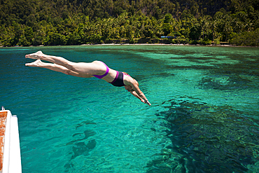 Doing a Jackknife, Ambon, Moluccas, Indonesia