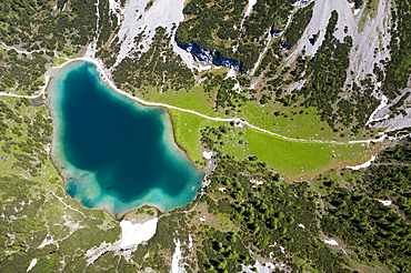 Aerial View of Seebensee, Ehrwald, Tyrol, Austria