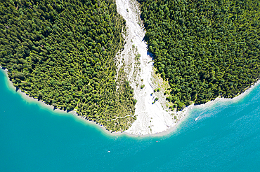 Mudflow into Plansee, Tyrol, Austria