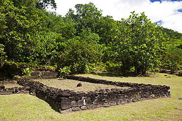 Remains of Ancient Village Marae Fare Hape, Tahiti, Tahiti, French Polynesia