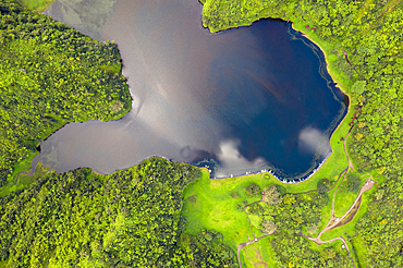 Aerial View of Lake Vaihiria, Tahiti, French Polynesia