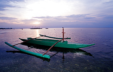 Banca, Outrigger boat on the beach, Philippines, Ananyana Resort, Panglao Island, Bohol