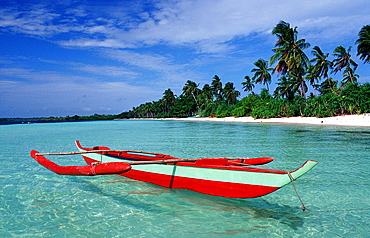 Banca, Outrigger boat on the beach, Philippines, Ananyana Resort, Panglao Island, Bohol