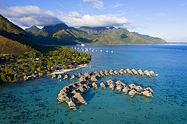 Tourist Resort with Water Bungalows, Moorea, French Polynesia