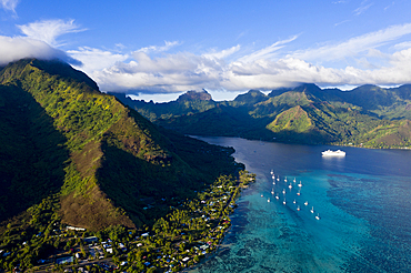 Aerial View of Opunohu Bay, Moorea, French Polynesia