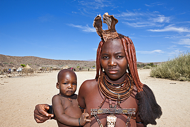 Himba Woman carrying Baby, Damaraland, Namibia