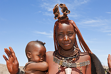 Himba Woman carrying Baby, Damaraland, Namibia