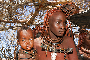 Himba Woman carrying Baby, Damaraland, Namibia