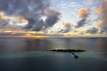 Vacation Island at Sunset, North Ari Atoll, Indian Ocean, Maldives