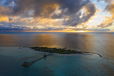 Vacation Island at Sunset, North Ari Atoll, Indian Ocean, Maldives