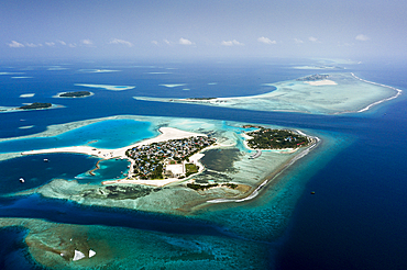 Vacation Island Kandooma and Inhabited Island Guraidhoo, South Male Atoll, Indian Ocean, Maldives