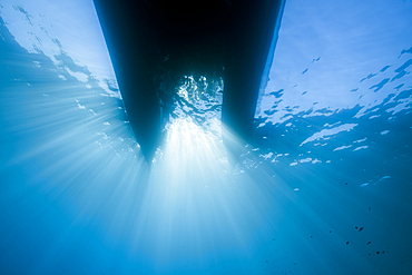 Sun Rays in Blue Ocean, Vis Island, Mediterranean Sea, Croatia