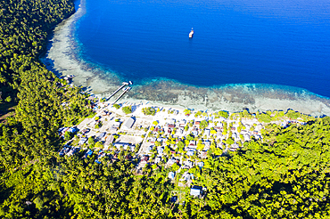 Aerial View of Sauwandarek Village, Raja Ampat, West Papua, Indonesia