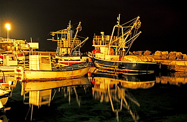 harbour in the night, Mo?cenicka Draga, Croatia, Istria, Mediterranean Sea