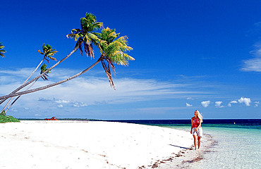 Woman on the sandy beach, Indonesia, Wakatobi Dive Resort, Sulawesi, Indian Ocean, Bandasea