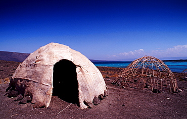 Desert camp of Afar nomads, Djibouti, Djibuti, Africa, Afar Triangle