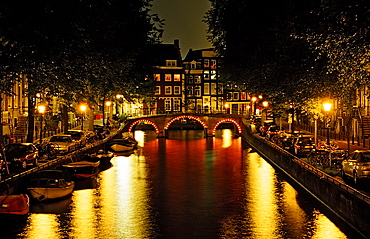 Keizersgracht at night, Amsterdam, The Netherlands (Holland), Europe