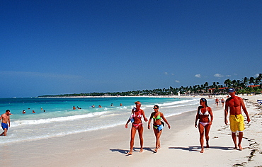 Tourists on the beach, Punta Cana, Dominican Republic, West Indies, Caribbean, Central America