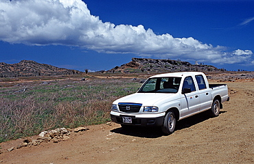 Rental car in the Washington Slagbaai National Park, Netherlands Antilles, Bonaire, Bonaire, Washington Slagbaai National Park