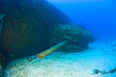 5-inch/38 Single Mount of Destroyer USS Anderson, Marshall Islands, Bikini Atoll, Micronesia, Pacific Ocean