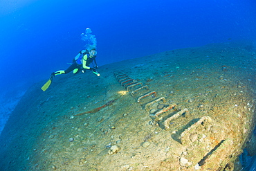 Stepladder outside of Destroyer USS Anderson, Marshall Islands, Bikini Atoll, Micronesia, Pacific Ocean