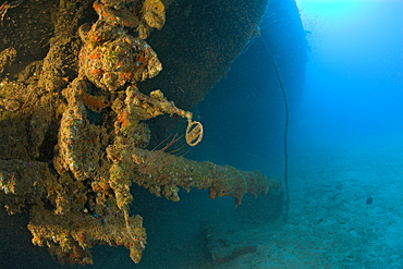 Sight and 12-inch Gun of USS Arkansas Battleship, Marshall Islands, Bikini Atoll, Micronesia, Pacific Ocean