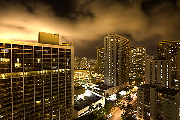 Honolulu by Night, Oahu, Pacific Ocean, Hawaii, USA