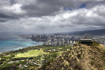 View of Waikiki, Oahu, Pacific Ocean, Hawaii, USA