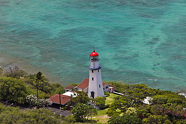 Lighthouse at Kupikipikio Point, Oahu, Pacific Ocean, Hawaii, USA