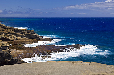 Chinawall Rocks at Kawaihoa Point, Oahu, Pacific Ocean, Hawaii, USA