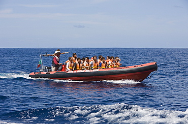 Tourists at Whale watching Tour, Azores, Atlantic Ocean, Portugal