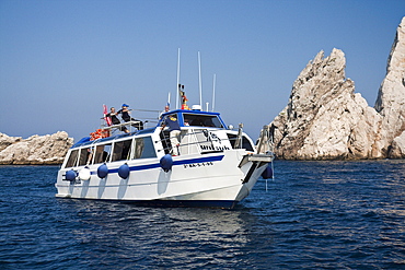 Scuba diving Boat at Medes Islands, Costa Brava, Catalonia, Spain