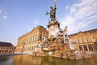 Residence of Wuerzburg with Franconia Fountain, Wuerzburg, Franconia, Bavaria, Germany