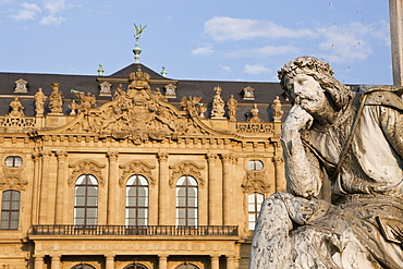 Residence of Wuerzburg with Franconia Fountain, Wuerzburg, Franconia, Bavaria, Germany