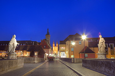 Old Main Bridge at Wuerzburg, Wuerzburg, Franconia, Bavaria, Germany