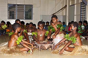 Natives perform Kava Ceremony, Makogai, Lomaviti, Fiji, Pacific