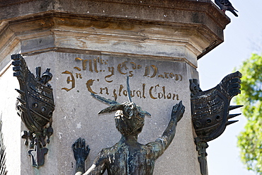 Detail of Columbus Memorial Statue at Plaza Colon, Santo Domingo, Dominican Republic, West Indies, Central America