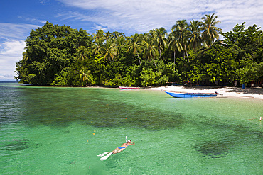 Snorkeling in Lagoon of Ahe Island, Cenderawasih Bay, West Papua, Indonesia, Southeast Asia, Asia