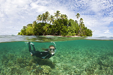 Snorkeling in Lagoon of Ahe Island, Cenderawasih Bay, West Papua, Indonesia, Southeast Asia, Asia