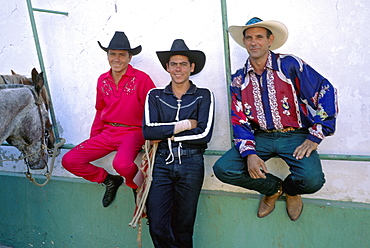 Cuban cowboys waiting to perform at a rodeo in Havana, Cuba