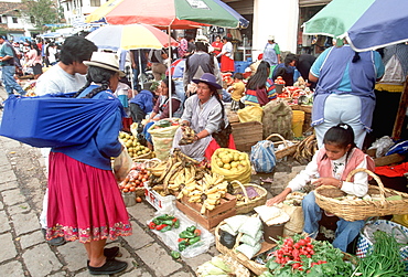 Cuenca World Heritage City & Ecuador's third largest city, famous for its colonial architecture activity in the main produce market, Highlands, Ecuador