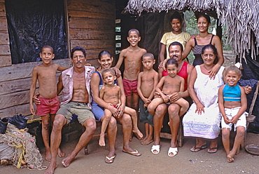 Extended family of cocoteros, workers on a coconut plantation in the rural town of Barigua east of Baracoa in eastern Cuba, Cuba