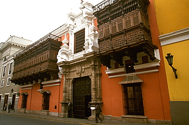 The Palacio Torre Tagle, one of Lima's finest colonial mansions, built in 1735 with fine wooden balconies on Jiron Ucayali, Colonial Architecture, Lima, Peru