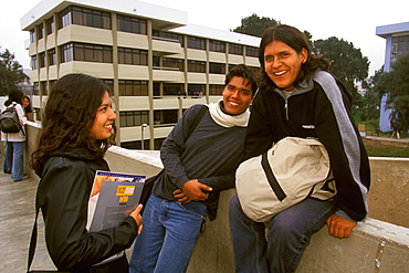 Students between classes on the campus of La Universidad Nacional de San Marcos, Peru's largest national university, Lima, Peru